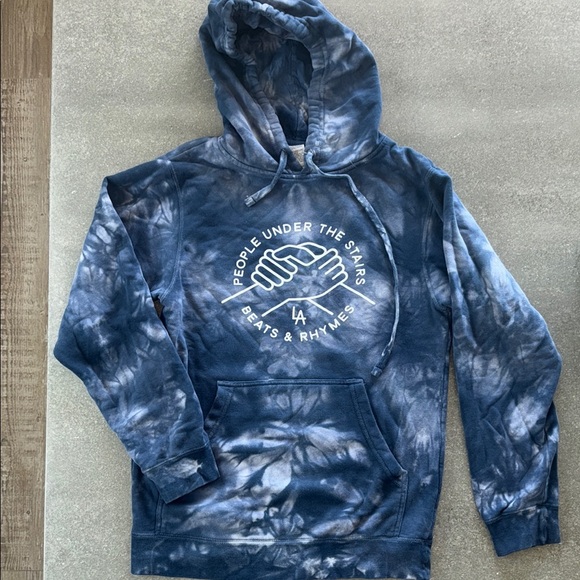 People Under the Stairs LA Beats & Rhymes Blue Shibori Tie-Dye Hoodie.Never worn - Picture 1 of 4